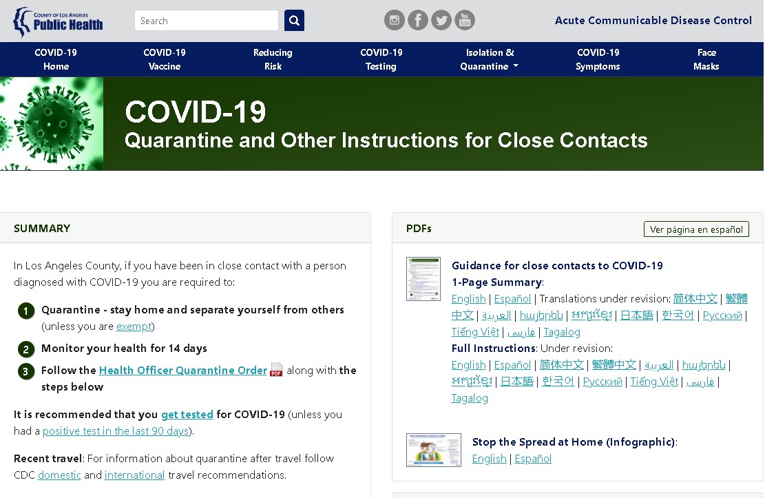 Thumbnail of COVID Quarantine Page