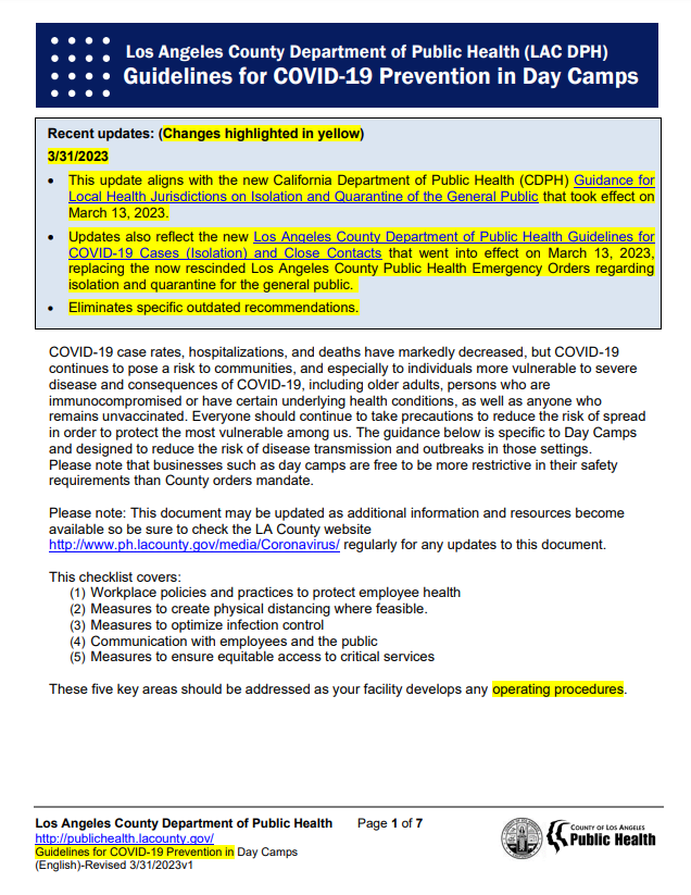 Prevention in Day Camps