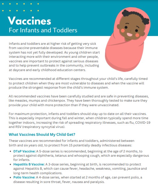 Flyer - Vaccines for Infants and Toddlers