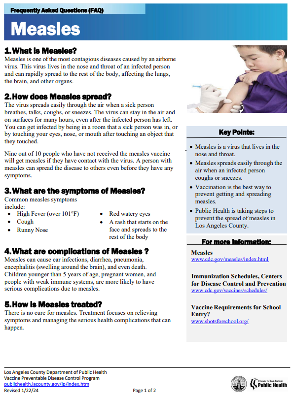 Measles FAQ Flyer