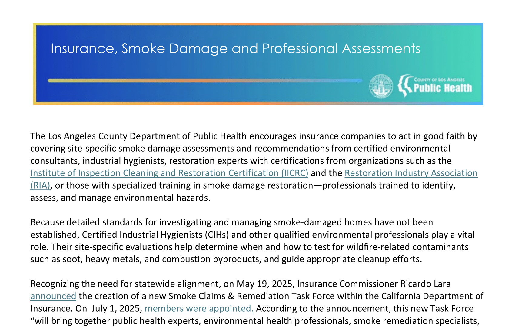 Insurance, Smoke Damage and Professional Assessments image
