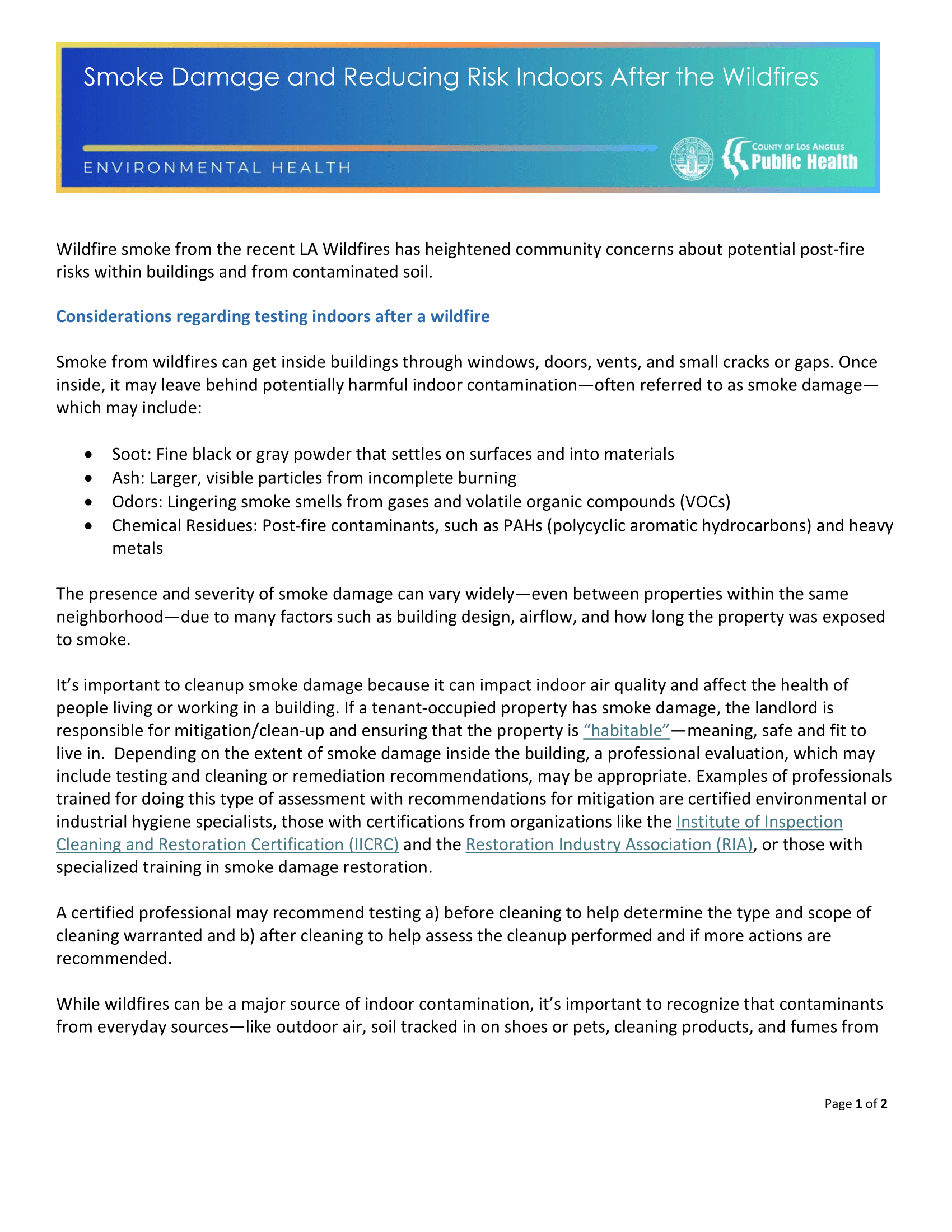 Smoke Damage and Reducing Indoors After the Wildfires