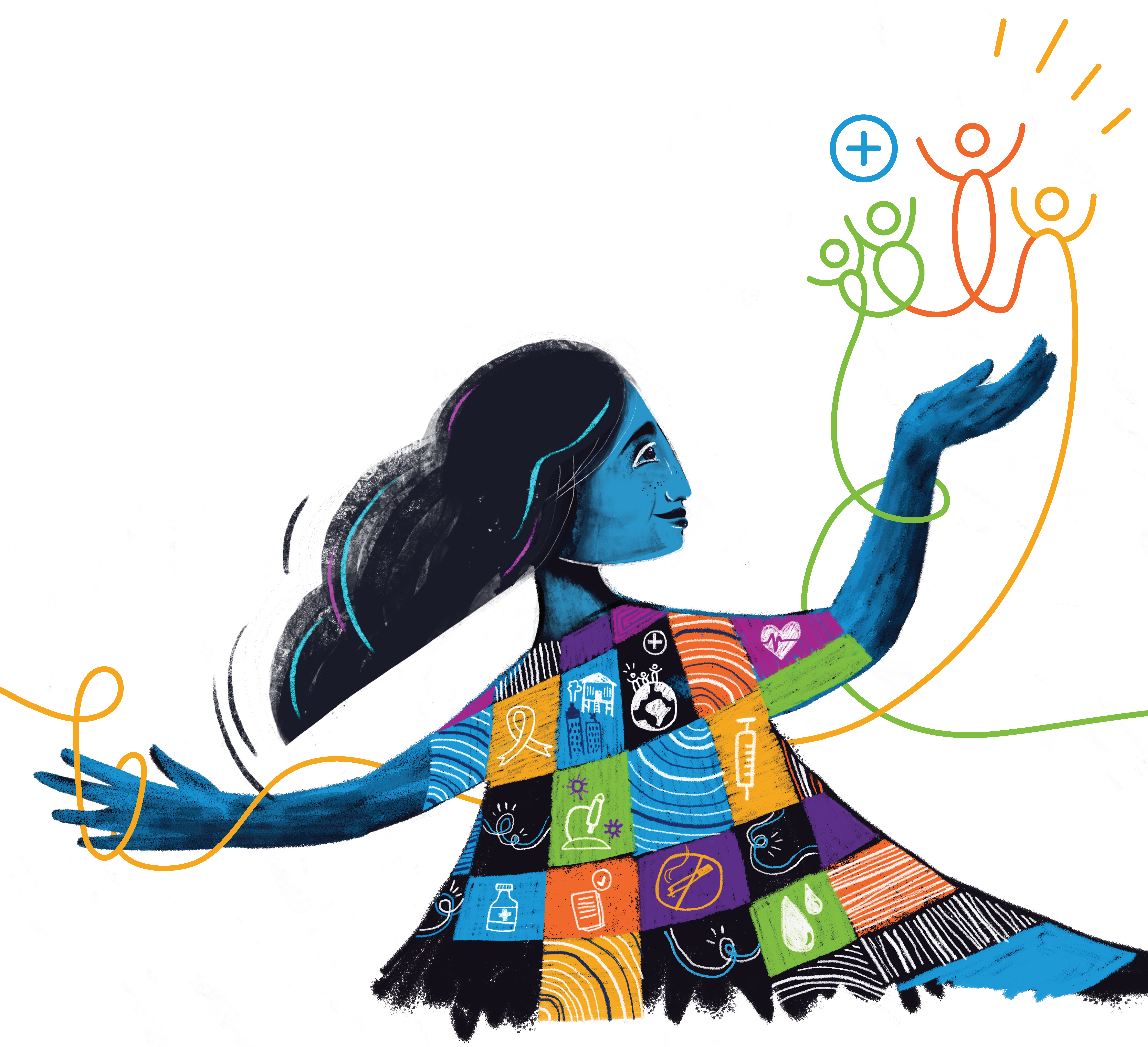 WHO organization : physical health, mental health, and environmental health illustration